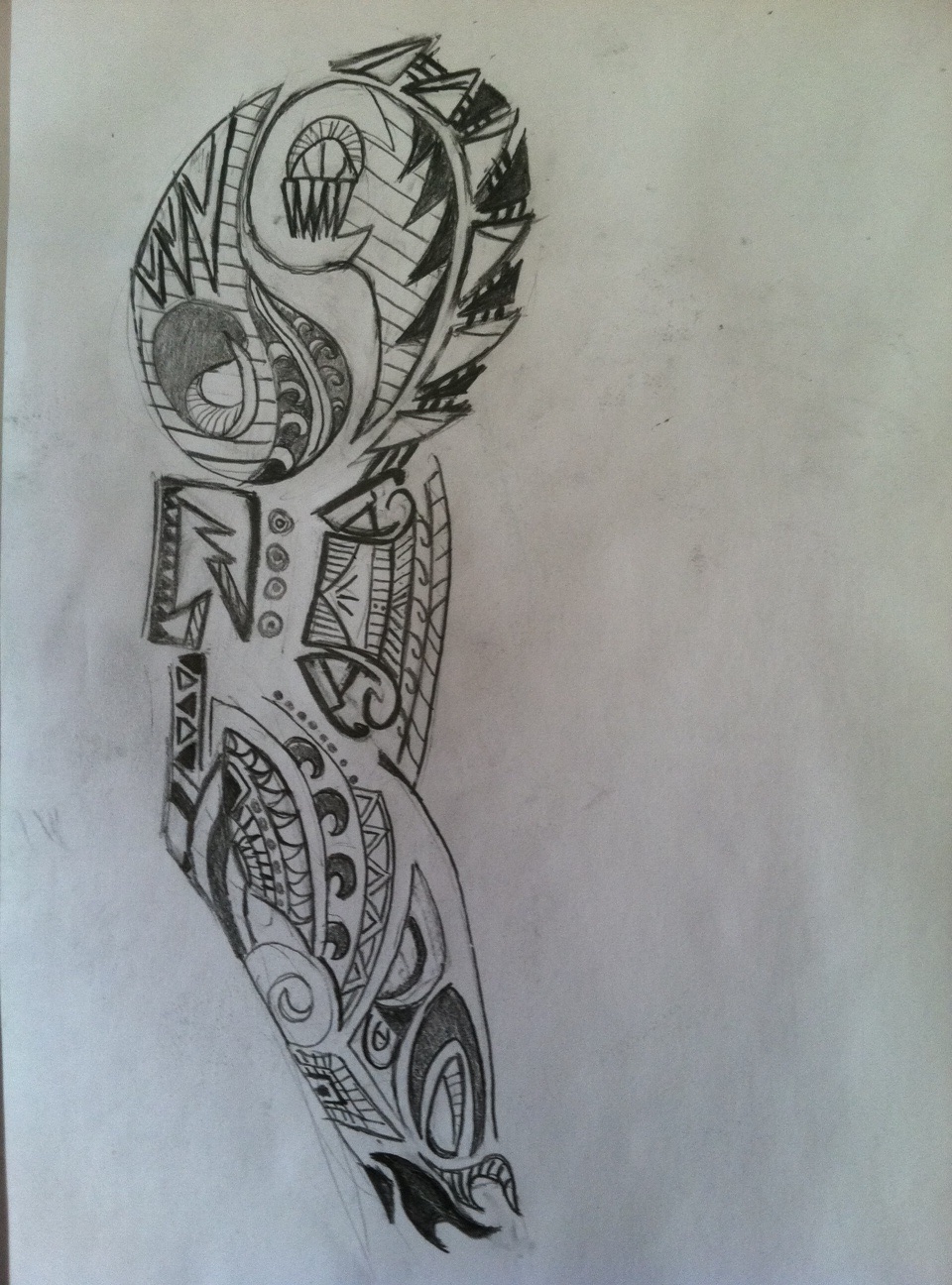 Free hand Sketch of Tribal Tattoo on Arm wandering 